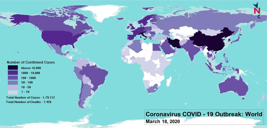Coronavirus affected countries as of March 18, 2020