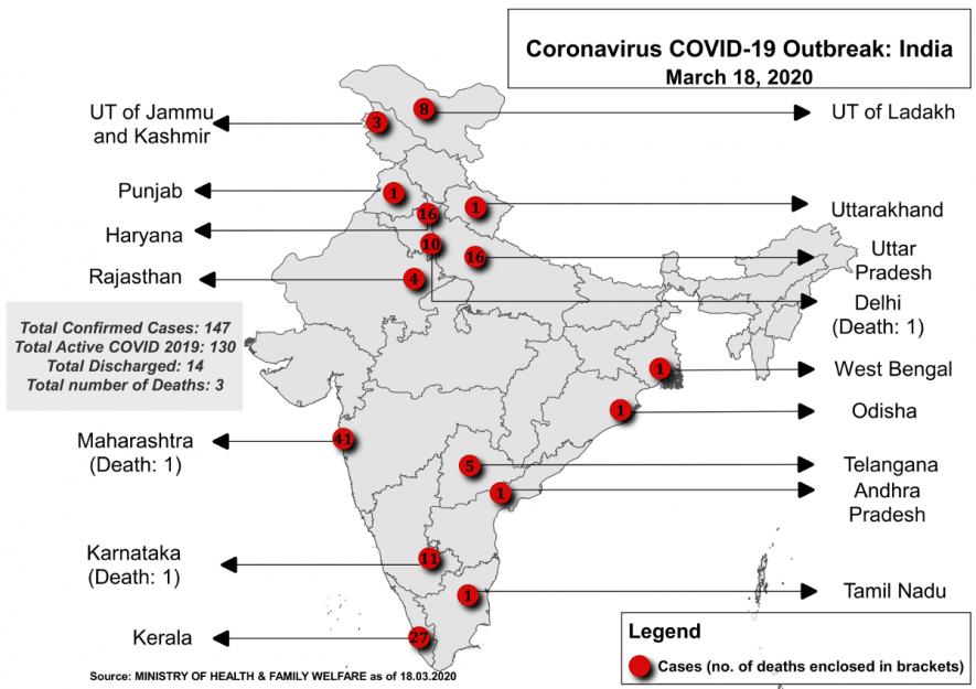 Coronavirus updates: Active cases in India as of March 18.