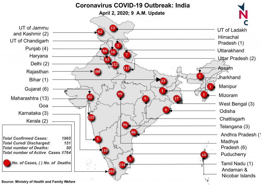 Coronavirus April 2 India Map