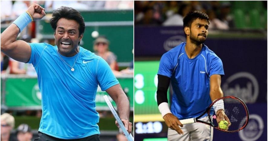 Indian tennis stars Leander Paes and Sumit Nagal