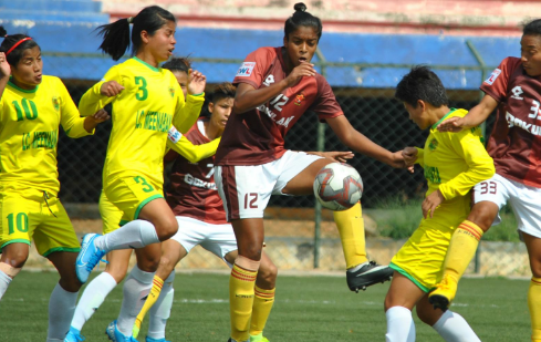 Gokulam Kerala FC women's football team in action during the final of the Indian Women's League.
