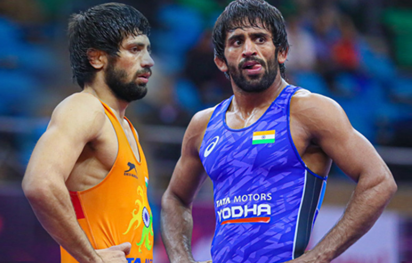 Indian wrestlers Ravi Dahiya and Bajrang Punia