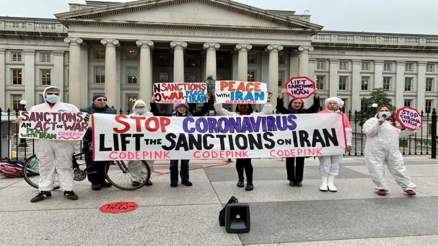 Code Pink protest agaisnt US sanctions on Iran in March, 2020