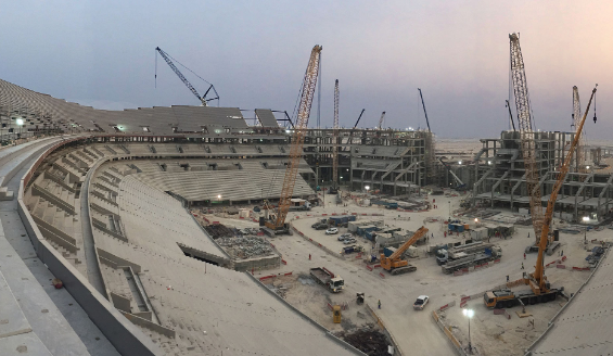 Al Bayt stadium construction workers in Qatar