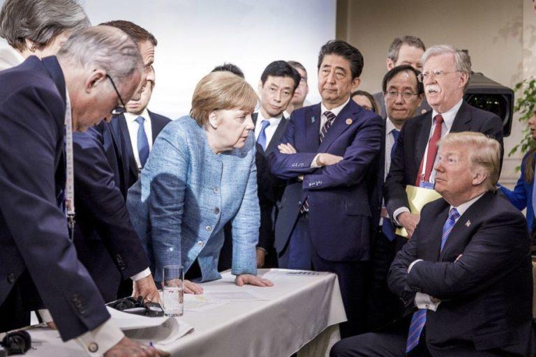 President Trump vs. the West: Iconic picture out of the G7 summit, Fairmont Le Manoir Richelieu, Quebec, Canada, June 8-9, 2018.