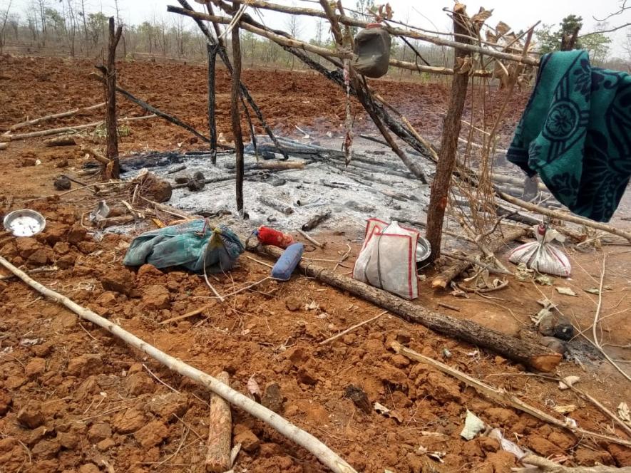 Madhya Pradesh forrest offiial burn down tribals' mudhouse