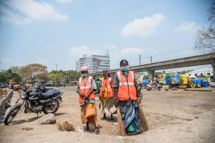 Sanitation workers in Chennai during COVID-19