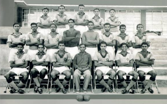 Legendary Indian football team coach Syed Abdul Rahim and his famous wards, the Asian champions