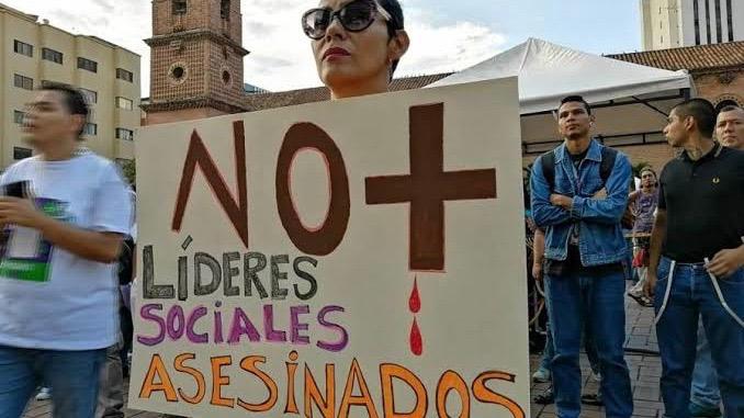 "Not one more social leader assassinated" reads the poster. Photo: El Pais
