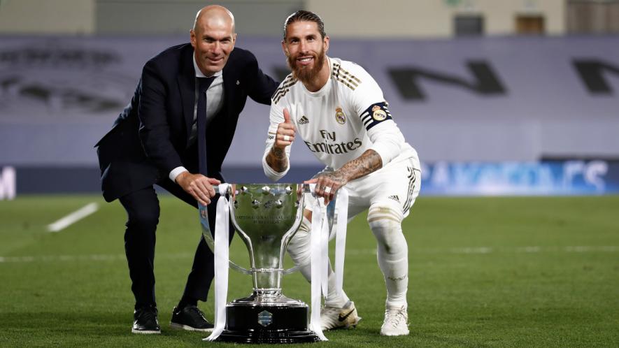 This is Zinedine Zidane's (left) second La Liga title as Real manager, twice the number he won as a player at the club. (Picture courtesy: Real Madrid/Twitter)