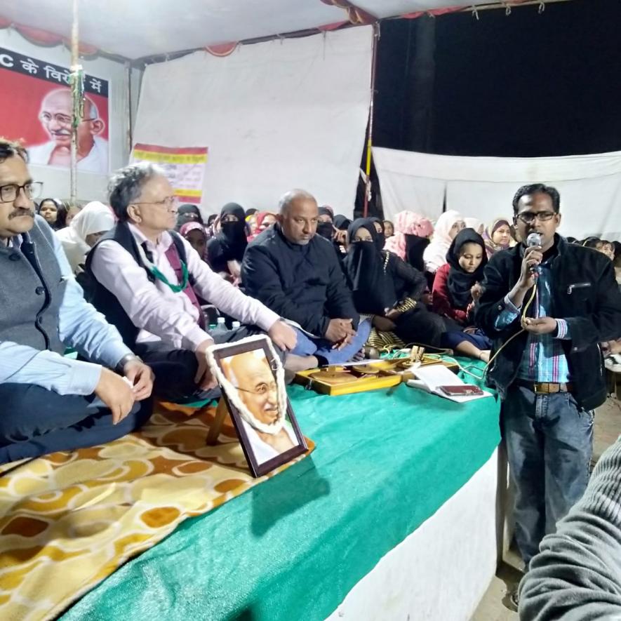 File photo of Kaleem Siddiqui at the protest site - Ajit Mill in Ahmedabad 