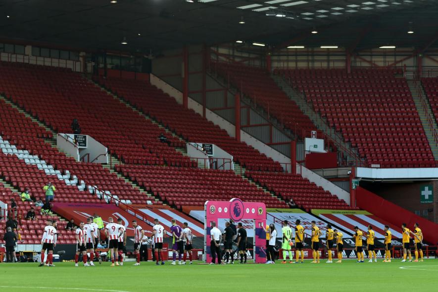 The Premier League, which has kicked off in empty arenas, wrote to Boris Johnson saying that clubs will lose £100m a month if spectators are not allowed to come to the stadiums. (Picture: BBCSport/Twitter)