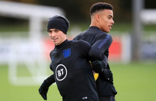 Mason Greenwood and Phil Foden of England football team