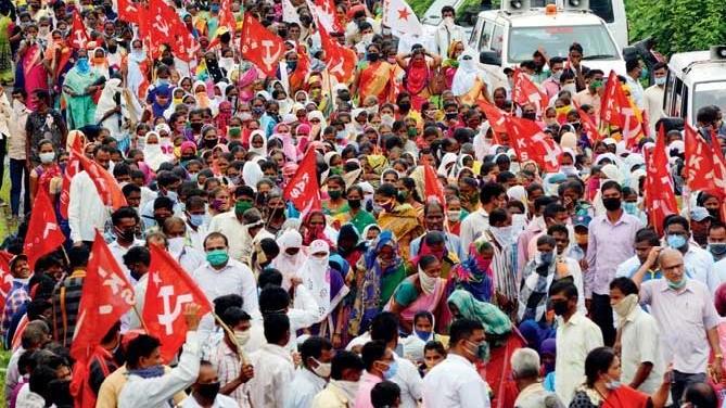 Protest against Farm Bills in Maharashtra.