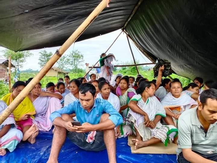 Villagers affected by the more than three-month-long raging fire and gas leakage from an oil well of the state-owned Oil India Limited field at Baghjan in eastern Assam launched a road blockade