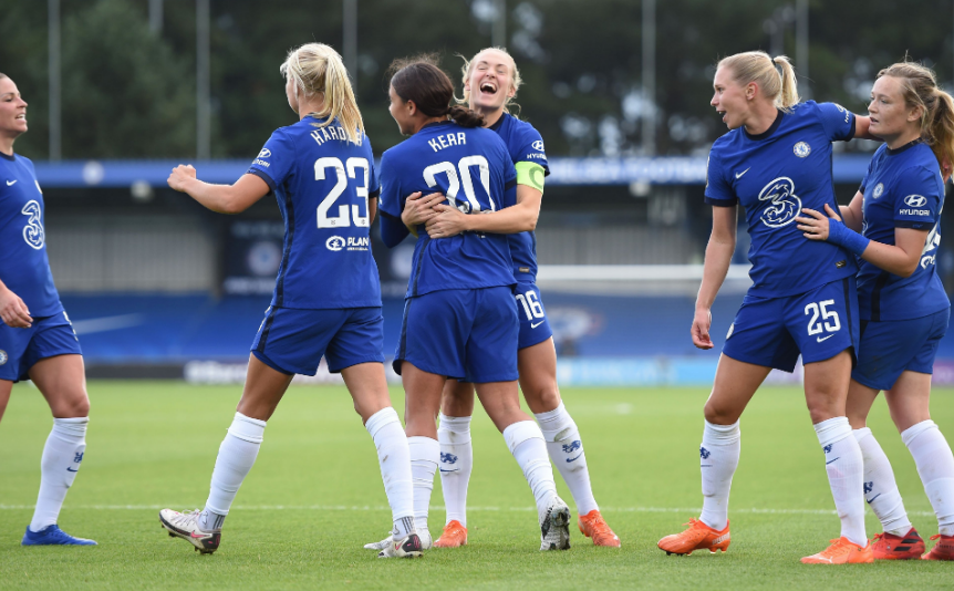 Chelsea FC players after WSL match vs Manchester City