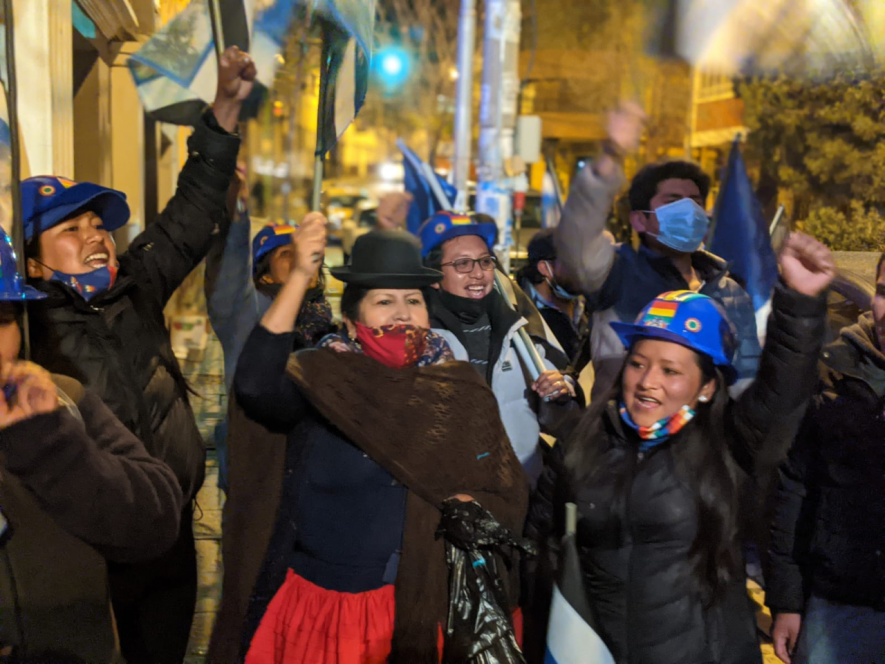 MAS supporters celebrate election victory in La Paz. Photo by Thomas Becker.