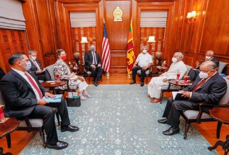Sri Lanka’s President Gotabaya Rajapaksa (R) received US Secretary of State  Mike Pompeo (L), Colombo, October 28, 2020