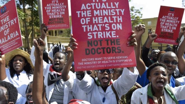 Kenyan health workers stage protest. Photo: PD Online