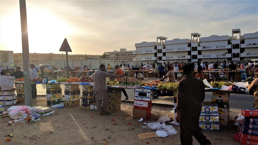 An illegal market run by migrant workers in Sonapur, UAE. Feb 22, 2020.