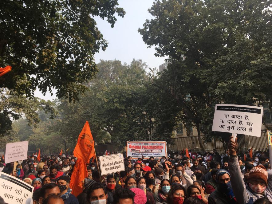 At Civic Workers’ March in Delhi, Utensils Banged to Press for Pending Salaries