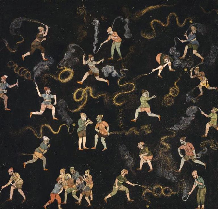 Men with fireworks