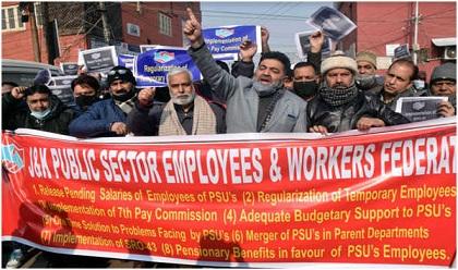 Without Salaries for Months, Cash-Starved PSUs Employees Protest in J&K