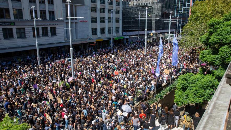 Tens of thousands of protesters, largely women, participating in the March 4 Justice rally in Sydney. (Photo: via Twitter)