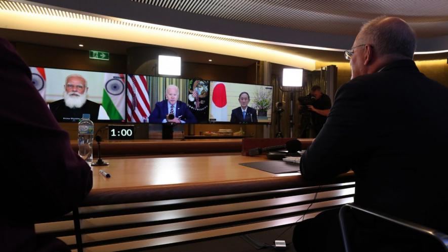A virtual meeting of the "Quad" took place on March 12 with participation of the heads of state from India, the US, Australia, and Japan. Photo: Twitter/Scott Morrison