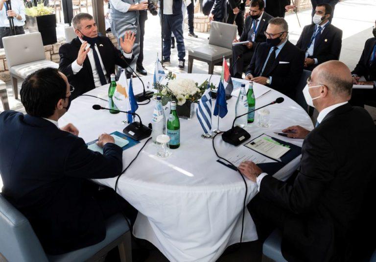 Foreign Ministers of Cyprus, Israel and Greece and the diplomatic adviser of UAE’s President met in Paphos, Cyprus April 16, 2021