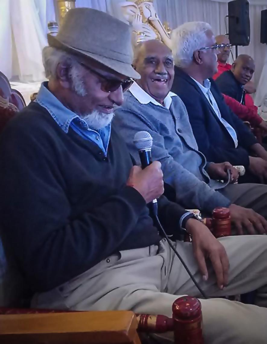 16 November 2019: Ronnie Govender, Swaminathan Gounden and member of the executive council Ravigasen Pillay at a function to commemorate the arrival of indentured labourers in South Africa. (Photograph courtesy of 1860 Heritage Centre)