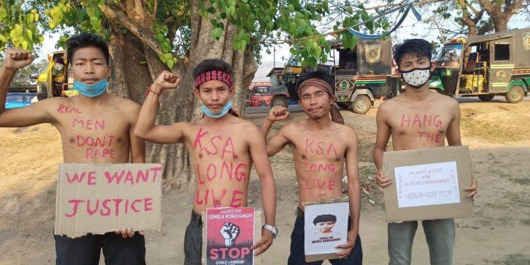 Protest by Karbi Students Association. Picture Credits: Ajay Rongchehon 