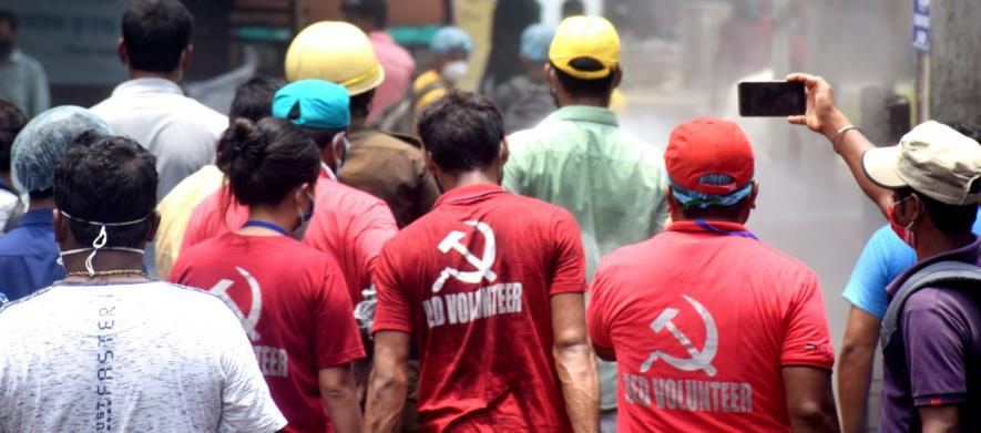 red volunteers ta santization work at baharampur