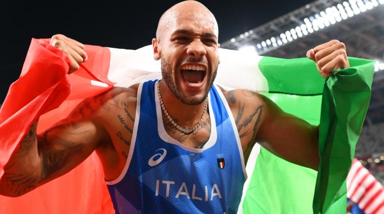 Marcell Jacobs of Italy at tokyo Olympics