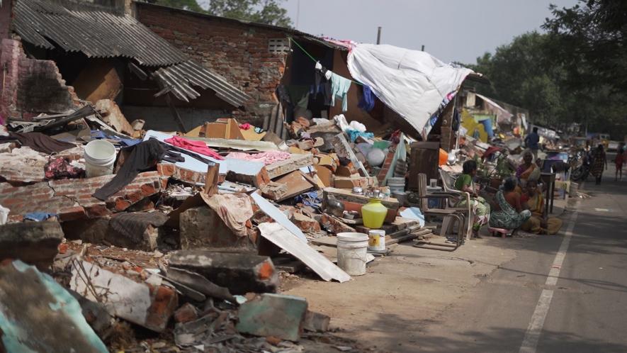 Houses demolished in Gandhi Nagar in December 2020. Image courtesy: Comrade Talkies