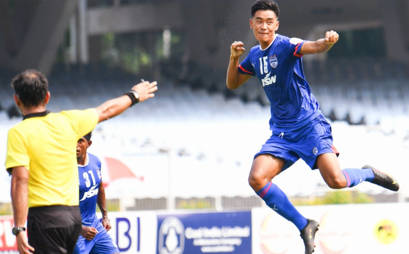 Wungngayam Muirang of Bengaluru FC celebrates his goal vs Army Green at Durand Cup