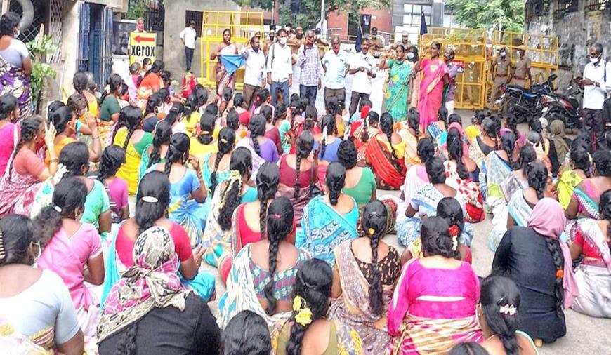 Protest of Nutritious meal employees in Chennai