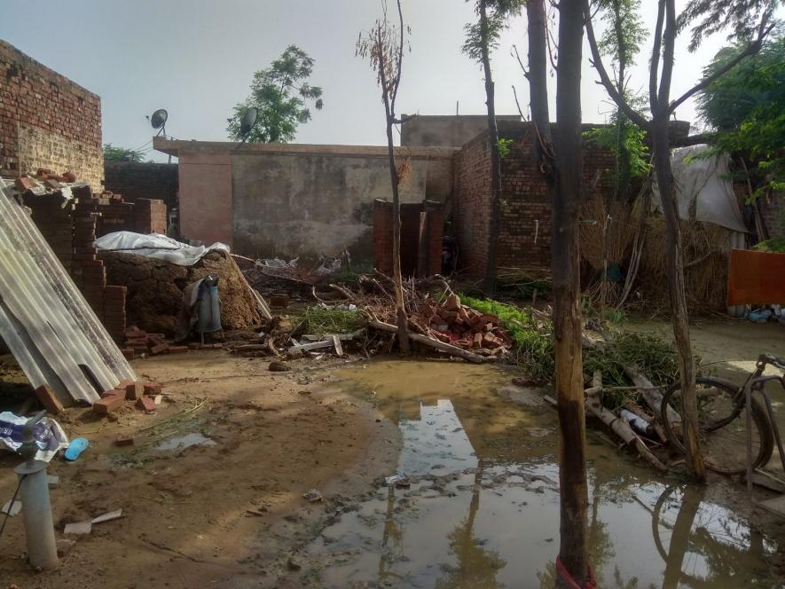 Water logged around a Sansi family’s house./Mohit Singla