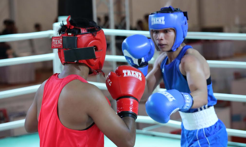 Boxer Nikhat Zareen in action