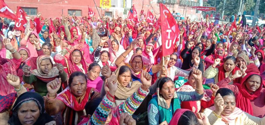 Protest demonstrations have been staged across the state since December 8. Image Courtesy - CITU Haryana/Facebook