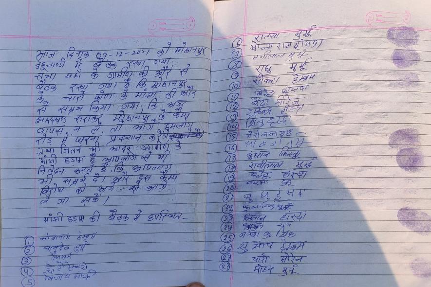 The signatures of the village heads who gave their consent to protest the state government’s decision.
