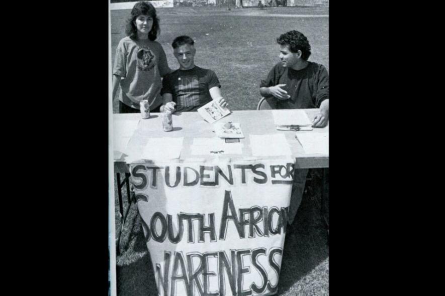 Circa 1986: Students for South African Awareness, Pomona College, California.