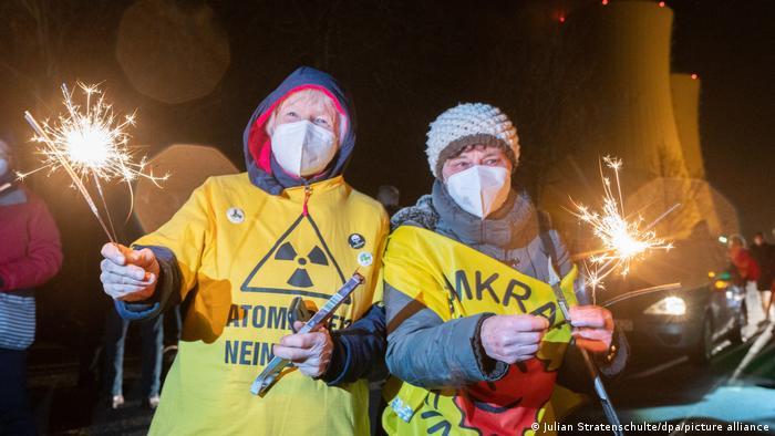 Anti-nuclear protesters celebrated the closure of the Grohnde nuclear power plant after 36 years in operation