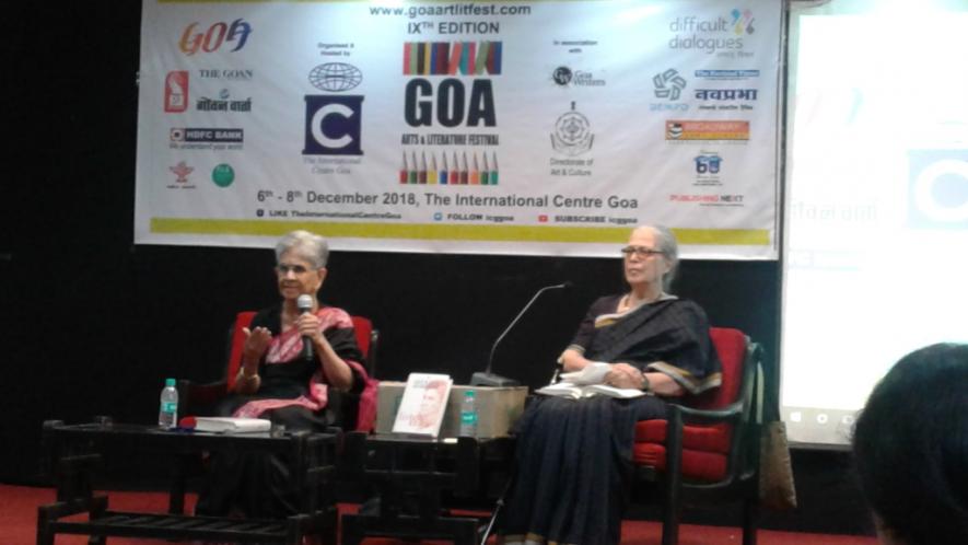 Shashi Deshpande (left) in conversation with Maria Aurora Couto at GALF, 2018