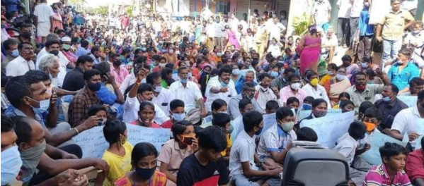 Bethel Nagar residents protesting eviction.