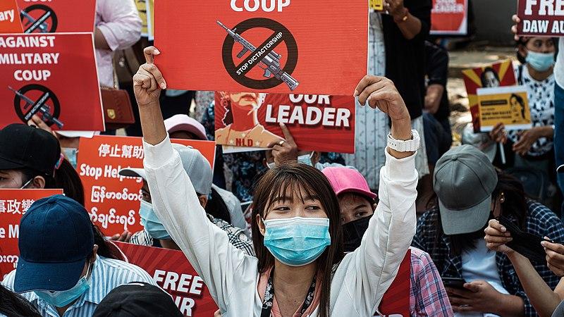 Protest in Myanmar against Military Coup