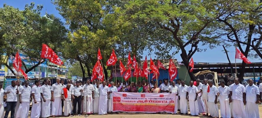 Protest against union budget in Nagapattinam. Image courtesy: CITU, Tamil Nadu
