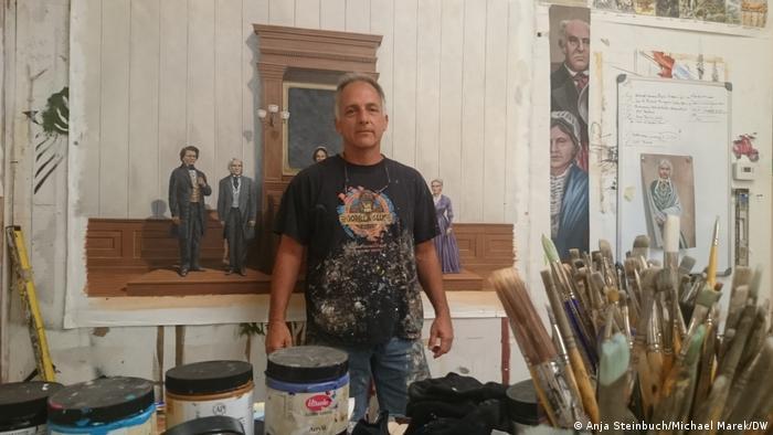 Artist Michael Rosato in his studio in Cambridge, Maryland