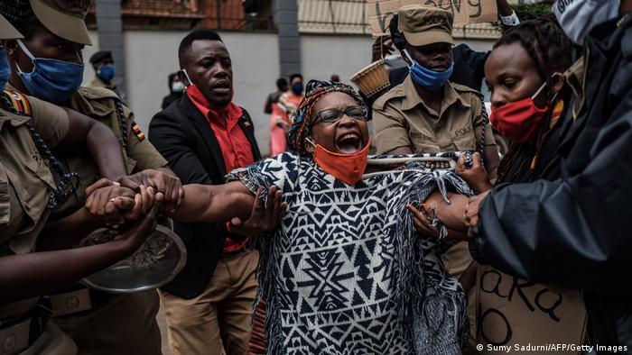 Stella Nyanzi is arrested during a anti-government protest