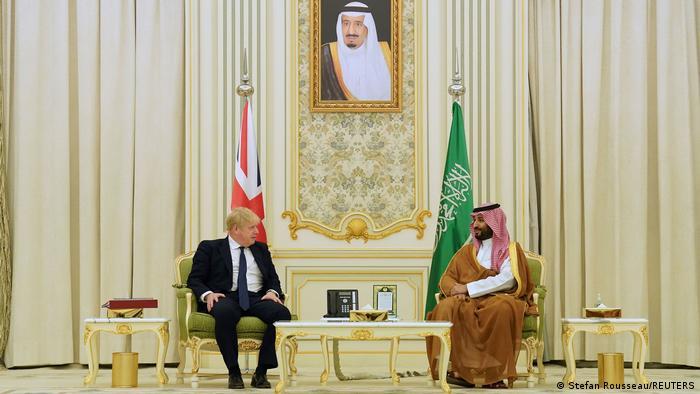 British Prime Minister Boris Johnson (left) paid his respects to the Saudi crown prince last week